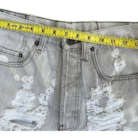 Vintage Button Fly Levi’s DIY Jeans Skirt Distressed American Flag Frayed Hem - Picture 5 of 10